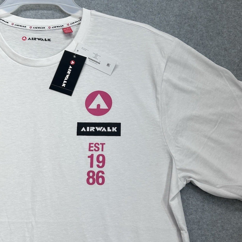 Airwalk Graphic T Shirt Men 2XL White Pink Black Logo Skateboard Tee NWT 1986 - Picture 6 of 14